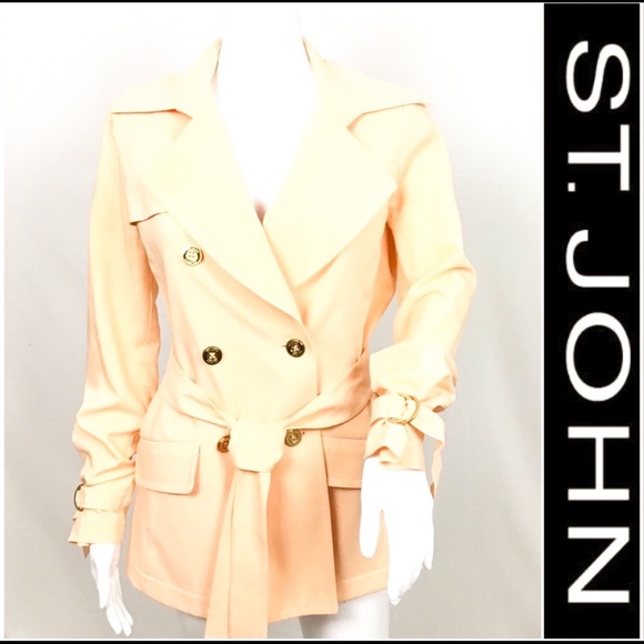St. John Jackets & Blazers - St. John Peach Short Trench Coat Gold Hardware